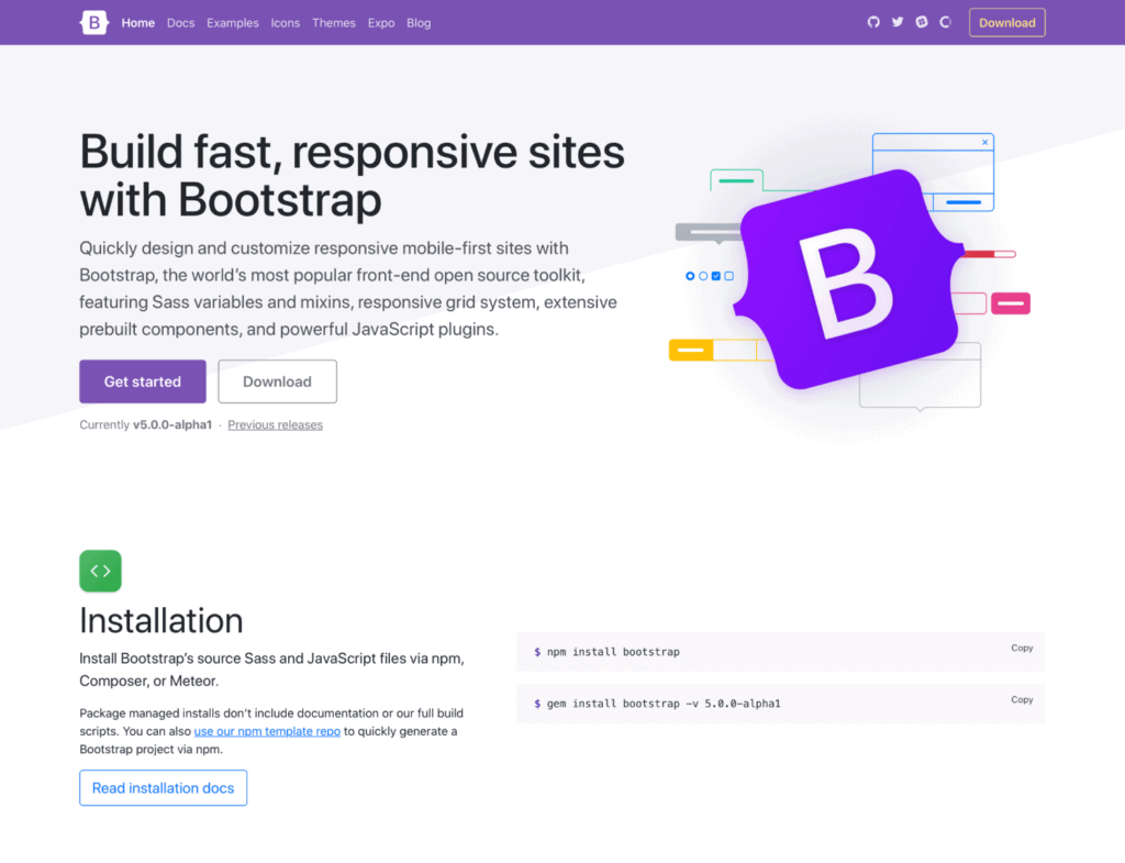 bootstrap 5 documentation page